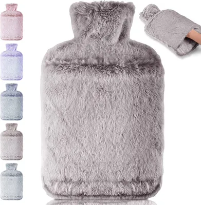 Produktbild von ANTCOOL Soft Lid Hot Water Bottle, auslaufsichere 2L große Wärmflasche, Naturkautschuk, Bettflaschenplüsch, Handwärmer für Kinder und Erwachsene