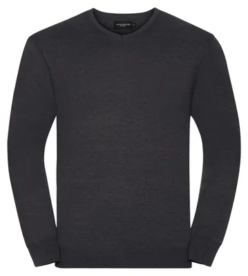 Produktbild von Russell Collection Strickpullover mit V-Ausschnitt FK733 (3XL) (Graphit meliert)
