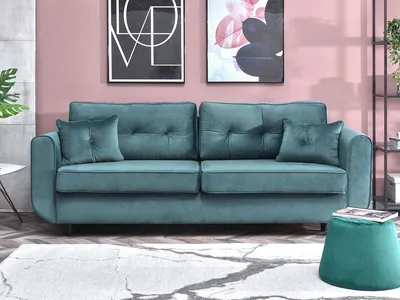 Zdjęcie produktu dla Sofa rozkładana LALESKA - turkusowy / czarny