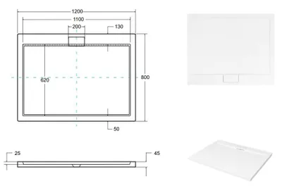 Zdjęcie produktu dla Brodzik Posadzkowy Prysznicowy Prostokątny 120x80x4,5 Akrylowy, Gładki | w zestawie - Syfon, odpływ ⌀50 mm | BADLAND AXIM SLIM