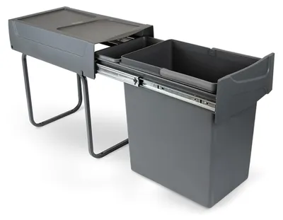 Zdjęcie produktu dla Emuca Pojemnik do recyklingu Recycle 1x20 litrów, mocowanie dolne, wysuw manualny, Plastik, Szary antracytowy