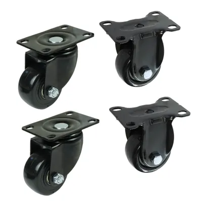 Produktbild von Set mit Möbelrollen Ø 65 mm, drehbar, ohne Bremse, gummierte Räder, schwarz