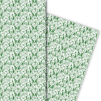Produktbild von Tier Geschenkpapier mit Hunden, Katzen, Schweinchen.. in grün - G6425, 32 x 48cm