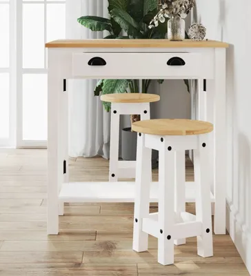 Produktbild von Möbel 3-tlg. Bar-Set Weiß Massivholz Kiefer - Esszimmer 4005698