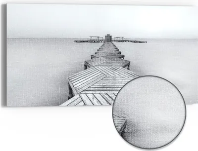 Produktbild von DEQORI Hybrid Leinwand Bild 60x30 cm 'Nebelweg zur Stille' Wandbild Glas flach modern