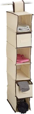 Imagen del producto de Organizador colgante de tela - 6 compartimentos - 2 cajones - Para armario - 82 x 14,5 x 30 cm - Beige
