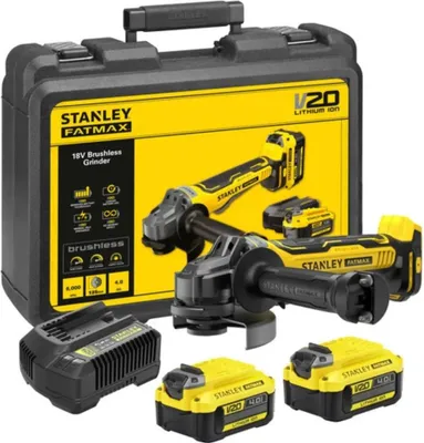 Produktbild von Akku-Winkelschleifer + 2 x 4-Ah-Akkus + 2-A-Ladegerät –  – Bürstenlos – SFMCG700M2K-QW – 18 V – 125 mm