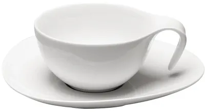 Produktbild von DUKA Tasse Kaffeetasse Porzellantasse Kaffeebecher - Porzellantasse mit Untertasse, 150 ml, Weiß, für die Kaffeepause, DUKA