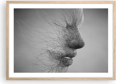 Produktbild von Gerahmtes Poster - Rahmen in heller Eiche - Gesicht Grafiken Fäden - 70x50 cm - Wand Bild - Wanddeko - Wandbilder - Wandposter - Bilderrahmen - Bilder - Kunstdruck - Wandbild - P2NAA70x50-4324