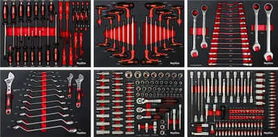 Produktbild von Mephisto Werkzeugeinlagen Set mit Rollgabelschlüssel in Soft Inlay in Carbonoptik