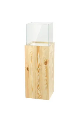 Immagine prodotto di Lanterna a colonna portacandele lanterna decorativa a colonna per soggiorno, balcone, terrazza lanterna a colonna da pavimento in legno e vetro legno naturale alta 80 cm