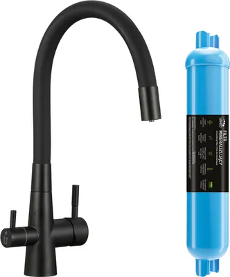 Produktbild von Spültischarmatur mit flexiblem Auslauf + Riveco Laveo Mineralisierungsfilter