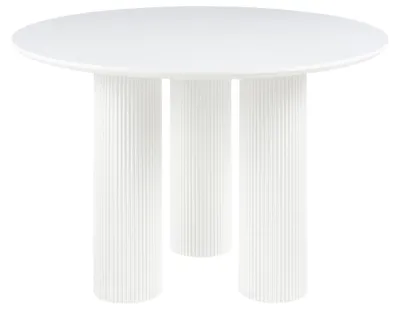 Produktbild von BELIANI Esstisch Weiß MDF-Tischplatte Matt Rund ø 120 cm für 4 Personen mit Geriffelten Zylindrischen Beinen Modernes Design Küchentisch Speisetisch