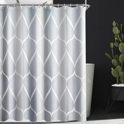 Produktbild von Duschvorhang 260x200cm Water Droplets, beschwerter Saum, antischimmel, wasserabweisend, waschbar, Polyester, mit 14 Ringen