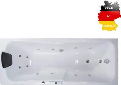 Produktbild von Basera CLASSIC Indoor Whirlpool Badewanne Bali 190 x 75 cm mit 12 Massagedüsen, LED-Ambiente, Touchpanel, Bluetooth und Radio