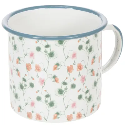 Produktbild von Pflanztasse Emaille Deko Vintage Blumen Ø11cm