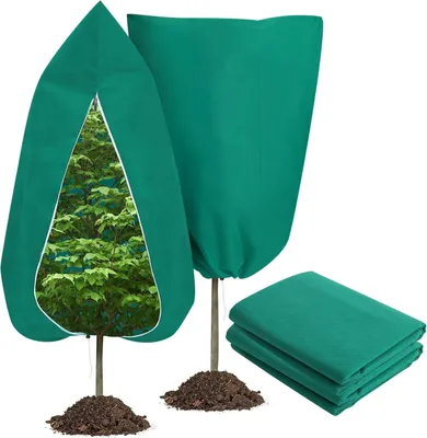 Produktbild von Pflanzenschutz Winter - 2 Stück - 80 cm x 120 cm - Winterschutzset für Pflanzen - mit Reißverschluss - Zugband - Frostschutz - Kälteschutz