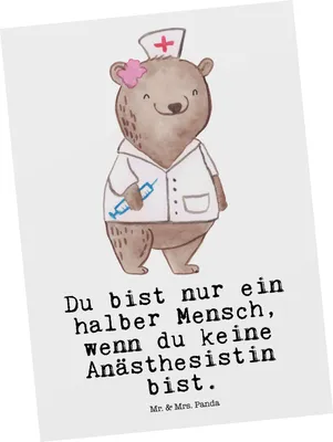 Produktbild von Mr. & Mrs. Panda bildkarte Anästhesistin Herz - Weiß - Geschenk, Lustig, Krankenhaus, Anästhesie, Kunstkarten, Grußkarte, Ansichtskarten, Postkarten, Postkarte, Spruch