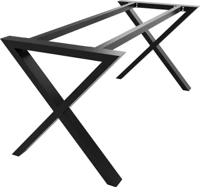 Image de MetaloPro Belaga Pieds de table avec colonne centrale, pieds de table en métal, pieds de table, pied de table, pieds de table en métal, pieds de table noirs - 180 x 70 x 72 cm