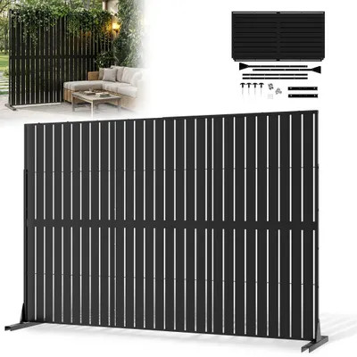 Zdjęcie produktu dla XMTECH Parawan metalowy 180×40×123 cm, parawan z podstawą, parawan do ogrodu, na taras i balkon