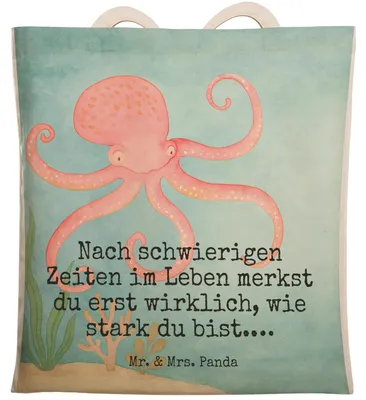 Produktbild von Mr. & Mrs. Panda Stofftragetasche Tintenfisch Design - Weiß - Geschenk, Meer, Wasser, Tasche, Lustige Sprüche, Tote Bag, Ozean, Meerestier, Beutel, Krake, Beuteltasche