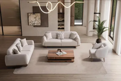 Produktbild von Sitzgruppe/Sofa Set - Wohnzimmergarnitur "Vegas" 3+3+1-Hellgrau