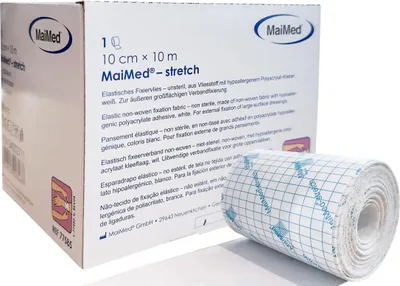 Produktbild von Stretch FIxiervlies elastisch Spenderbox Fixierpflaster Rollenpflaster Elastisch Weiß Sensitiv - Starke Klebekraft 10cm x 10m