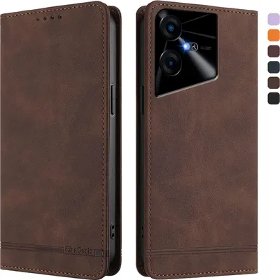 Obrázek produktu pro Pouzdro pro Tecno Pova Neo 3, retroPolyuretankožené flip pouzdro s stojánkem a přihrádkami na karty Hnědý