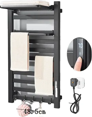 Image de Porte-serviettes, montage mural,thermostatique numérique, noir mat 4896, droite, 220V
