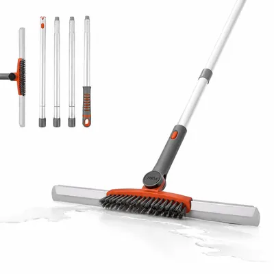 2-in-1 Bodenwischer mit Fugenbürste, 54 Zoll verstellbarer Stiel