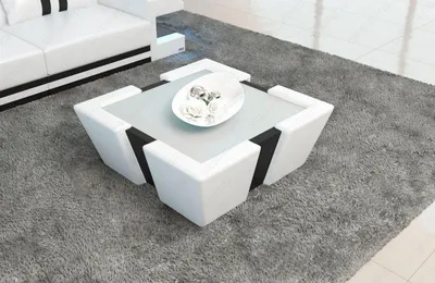 Produktbild von Leder Couchtisch Apollonia – Mit LED Beleuchtung