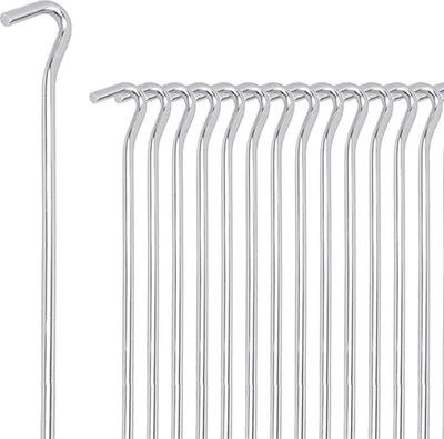 Obrázek produktu pro Sada 10 pozinkovaných ocelových kolíků, 310 x 4 mm, lehké kovové kolíky s háčky pro kempinkové stany, stříbrná barva