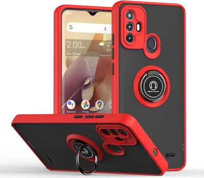 Image de Etui pour ZTE Blade A52 étui TPU translucide mat avec support d'anneau et stand Rouge