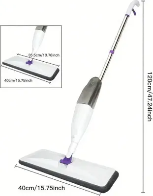 Immagine prodotto di Mocio per pavimenti con funzione spray - Mocio spray - Testina in microfibra - Manico in acciaio - Adatto per parquet, laminato, piastrelle, pareti - Bianco
