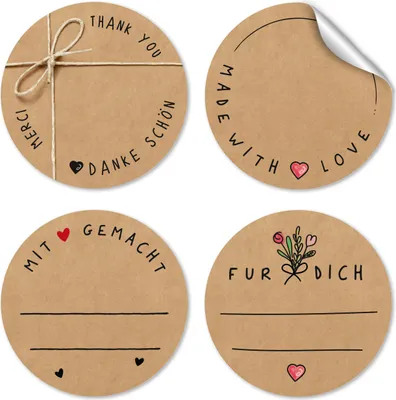 Produktbild von Sticker Rund "Kraftpapier" 4 Bögen Geschenk Marmelade