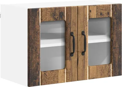 Obrázok produktu pre Nástenný sklenený kabinet LUCCA Staré drevo 60 x 31 x 40 cm