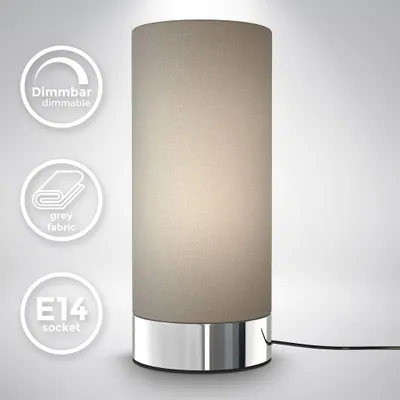 Immagine prodotto di B.K.Licht I lampada da tavolo in tessuto Talpa I funzione touch I funzione touch I 3 volte dimmerabile I E14 I base cromata I senza lampadina