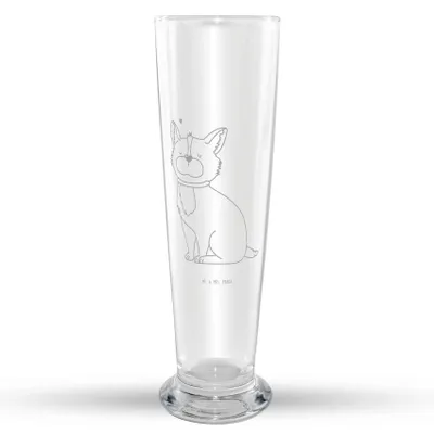 Produktbild von Mr. & Mrs. Panda Bierglas Hund Glück - Transparent - Geschenk, Sprüche, Corgie, Weizenbier Glas, Liebe, Mr Mrs Weizenglas, Bier, Weißbierglas, Herz, Spruch, Weizen