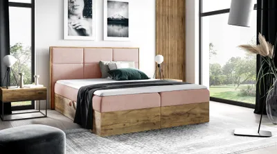 Produktbild von Boxspringbett Schlafzimmerbett BARTEL 120x200cm Stoff Rose inkl. Bettkasten