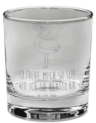 Produktbild von Mr. & Mrs. Panda Whiskey Glas Flamingo Stolz - Transparent - Geschenk, Whiskyglas, Tumbler, Rocks, Scotch, Bourbon, Rosa, Freundin