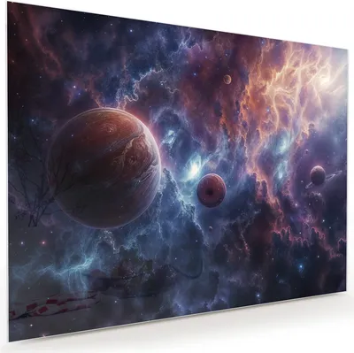 Produktbild von Glasbild 120x90cm in XXL für Wohnzimmer, Schlafzimmer Motiv Galaktische Welten