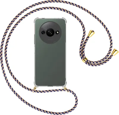 Produktbild von Handykette Backcover-Schutzhülle mit Band (Metall goldfarben) für Xiaomi Redmi A3 - blau+beige