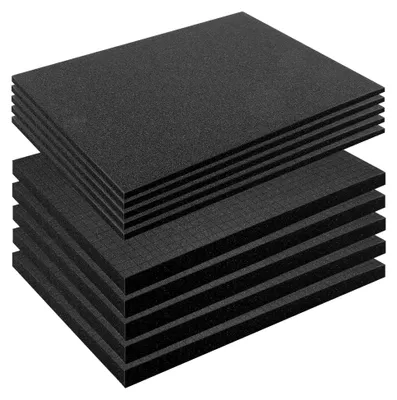 Produktbild von 10 Stück Rasterschaumstoff Würfelschaum, 5 Stück 400x300x25mm und 5 Stück 400x300x10mm, Schaumstoffeinlage für Werkzeugkoffer und Kamerakoffer