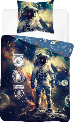 Image de Linge de lit, linge de lit en coton, pour enfants 160x200 5869a Cosmonaut