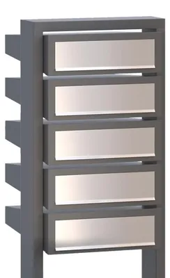 Produktbild von Briefkastenanlage Stairs for Five in Grau Metallic mit Edelstahlklappe