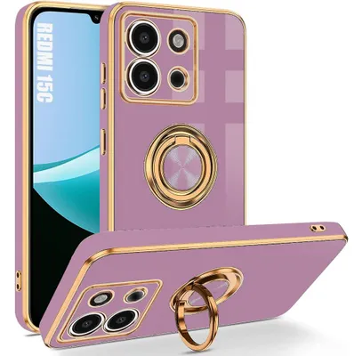 Image de Coque pour Xiaomi Redmi 15C 4G/5G, Protection Silicone Antichoc Souple avec Anneau Rotatif - Violet