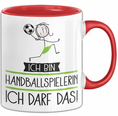 Produktbild von Geschenk für Handballspielerin Tasse Lustige Geschenkidee Geburtstag Ich Bin Handballspielerin Ich Darf Das (Rot)