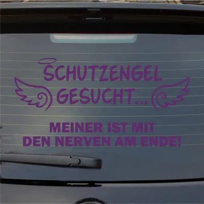 Produktbild von Heckscheibenaufkleber Schutzengel gesucht meiner ist am Ende Engel Nerven 54x27 cm Lila Auto Aufkleber Sticker