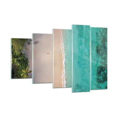 Produktbild von Bilder auf glas - 5 Teile - Strand Tropen Rand - 150x100cm - Glasbilder - Wandbilder - Bilder - zum Aufhängen bereit - Wanddekoration aus Glas - Glas Bilder - Wandbild auf Glas - GEG150x100-5000