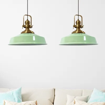 Produktbild von Asletl Pendelleuchte Esstisch 2 Flammig Metall 41 cm, Hängelampe Esstisch Wohnzimmer, Hängelampe Industrial Vintage, Küchenlampe Vintage - Minzgrün